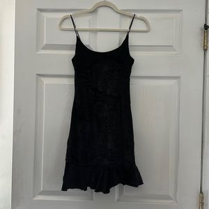 Aqua Black Velvet Floral Mini Dress Size XS (Fits Small too)